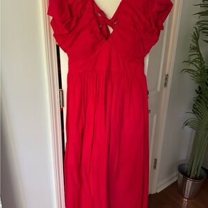 J.Crew Elegant Red Ruffle Dress